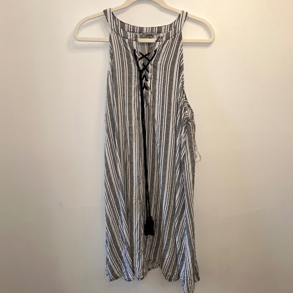 Justify Sundress/Cover very full skirt lace up front Rayon Soft feel